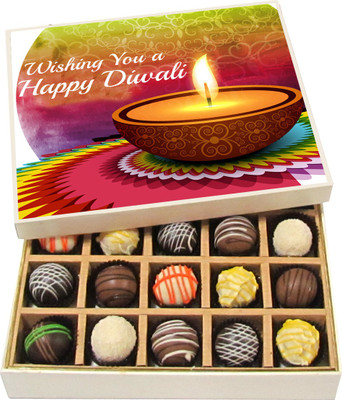 

Chocholik Diwali Sweets - Wishing Happy Diwali - Dark, Milk, White Chocolate Truffles - 20pc Truffles(300 g)