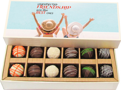 

Chocholik Friendship Gift Unexpected Friendship Are the Best Ones - Dark, Milk, White Chocolate Truffles -12pc Truffles(180 g)