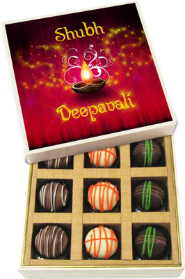 

Chocholik Diwali Sweets - Shubh Deepavali - Dark, Milk, White Chocolate Truffles - 9pc Truffles(135 g)