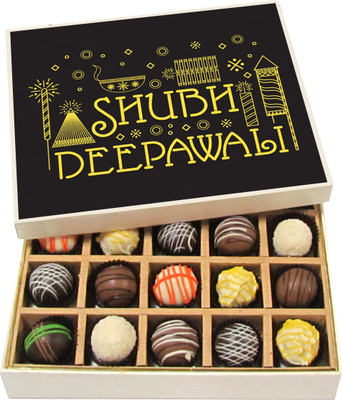 

Chocholik Diwali Sweets - Shubh Deepawali - Dark, Milk, White Chocolate Truffles - 20pc Truffles(300 g)