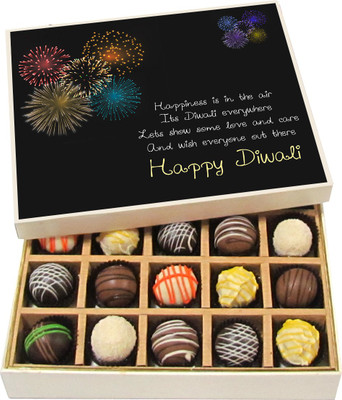 

Chocholik Diwali Gifts - Lets Show Some Care and Love Happy Diwali - Dark, Milk, White Chocolate Truffles - 20pc Truffles(300 g)