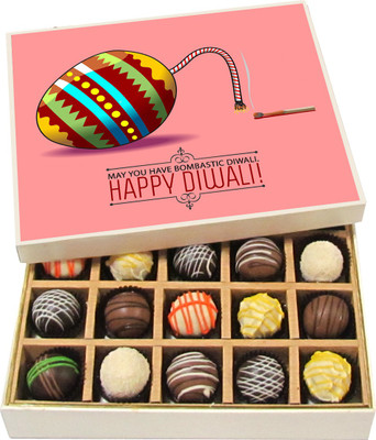 

Chocholik Diwali Gifts - May You Have Bombastic Diwali - Dark, Milk, White Chocolate Truffles - 20pc Truffles(300 g)