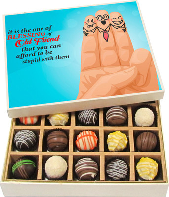 

Chocholik Friendship Gift It Is the One of Blessing of Old Friend - Dark, Milk, White Chocolate Truffles -20pc Truffles(300 g)