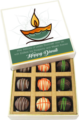

Chocholik Diwali Gifts - May Millions of Lamps Your Life With Endless Joy - Dark, Milk, White Chocolate Truffles - 9pc Truffles(135 g)