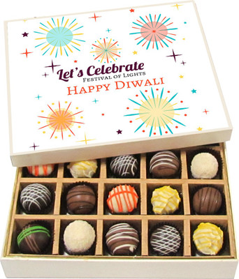 

Chocholik Diwali Gifts - Lets Celebrate Festival of Lights Happy Diwali - Dark, Milk, White Chocolate Truffles - 20pc Truffles(300 g)