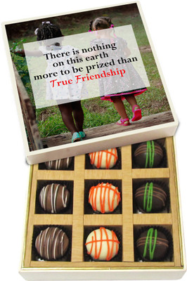 

Chocholik Friendship Gift - There Is Nothing on This Earth More to Be - Dark, Milk, White Chocolate Truffles - 9pc Truffles(135 g)