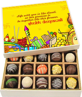 

Chocholik Diwali Gifts - Life With You Is Like Diwali Shubh Deepavali - Dark, Milk, White Chocolate Truffles - 20pc Truffles(300 g)