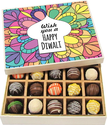 

Chocholik Diwali Gifts - Wish You a Happy Diwali - Dark, Milk, White Chocolate Truffles - 20pc Truffles(300 g)
