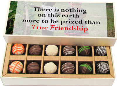 

Chocholik Friendship Gift There Is Nothing on This Earth More to Be - Dark, Milk, White Chocolate Truffles -12pc Truffles(180 g)