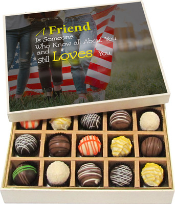 

Chocholik Friendship Gift A Friend Is Someone Who Knows All About You - Dark, Milk, White Chocolate Truffles -20pc Truffles(300 g)