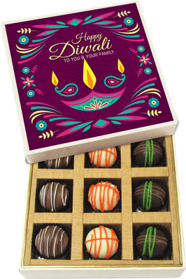 

Chocholik Diwali Sweets - Happy Diwali to You & Your Family - Dark, Milk, White Chocolate Truffles - 9pc Truffles(135 g)