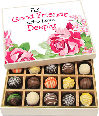 

Chocholik Friendship Gift Be Good Friends Who Love Deeply - Dark, Milk, White Chocolate Truffles -20pc Truffles(300 g)