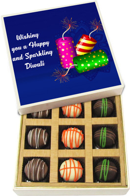 

Chocholik Diwali Gifts - Wishing You a Happy and Sparkling Diwali - Dark, Milk, White Chocolate Truffles - 9pc Truffles(135 g)