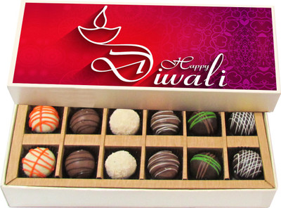 Chocholik Diwali Gifts - Happy Diwali - Dark, Milk, White Chocolate Truffles - 12pc Truffles(180 g)