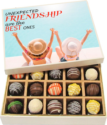 

Chocholik Friendship Gift Unexpected Friendship Are the Best Ones - Dark, Milk, White Chocolate Truffles -20pc Truffles(300 g)