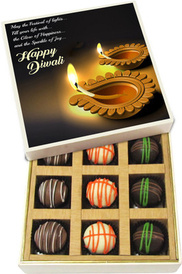 

Chocholik Diwali Gifts - Glow of Happiness and the Sparkle of Joy Happy Diwali - Dark, Milk, White Chocolate Truffles - 9pc Truffles(135 g)