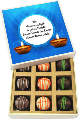 

Chocholik Diwali Sweets - Double The Charm of Your Diwali Night - Dark, Milk, White Chocolate Truffles - 9pc Truffles(135 g)