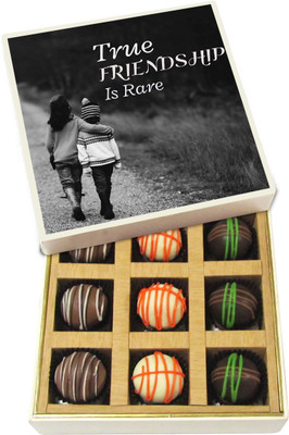 

Chocholik Friendship Gift - True Friendship Is Rare - Dark, Milk, White Chocolate Truffles - 9pc Truffles(135 g)