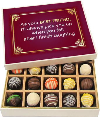 

Chocholik Friendship Gift As Your Best Friend, I'll Always Pick You Up - Dark, Milk, White Chocolate Truffles -20pc Truffles(300 g)