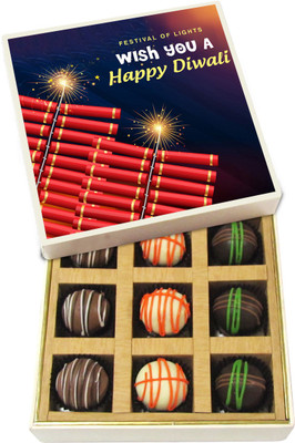 

Chocholik Diwali Gifts - Festival of Lights Happy Diwali - Dark, Milk, White Chocolate Truffles - 9pc Truffles(135 g)