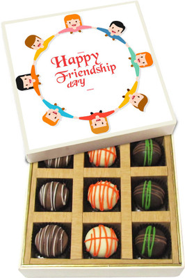 

Chocholik Friendship Gift - Happy Friendship Day - Dark, Milk, White Chocolate Truffles - 9pc Truffles(135 g)