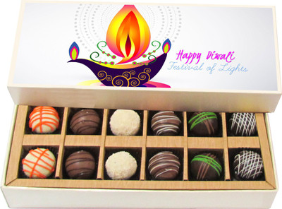 

Chocholik Diwali Sweets - Festival of Light Happy Diwali - Dark, Milk, White Chocolate Truffles - 12pc Truffles(180 g)