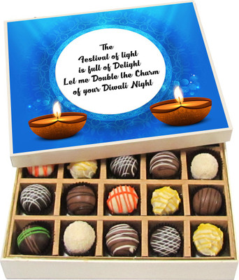 

Chocholik Diwali Sweets - Double The Charm of Your Diwali Night - Dark, Milk, White Chocolate Truffles - 20pc Truffles(300 g)