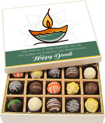 

Chocholik Diwali Gifts - May Millions of Lamps Your Life With Endless Joy - Dark, Milk, White Chocolate Truffles - 20pc Truffles(300 g)