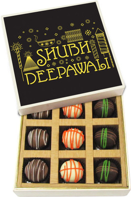

Chocholik Diwali Sweets - Shubh Deepawali - Dark, Milk, White Chocolate Truffles - 9pc Truffles(135 g)