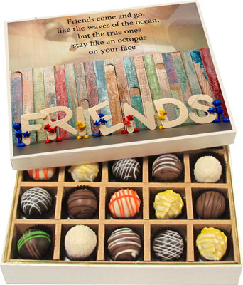 

Chocholik Friendship Gift Friends Come and Go, Like the Waves of the Ocean, - Dark, Milk, White Chocolate Truffles -20pc Truffles(300 g)
