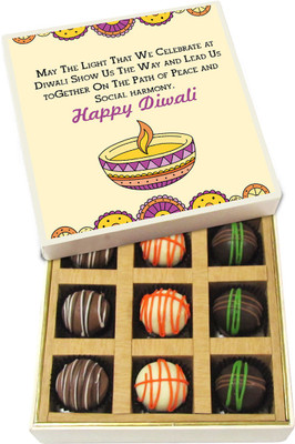 

Chocholik Diwali Sweets - The Path of Peace and Social Harmony Happy Diwali - Dark, Milk, White Chocolate Truffles - 9pc Truffles(135 g)