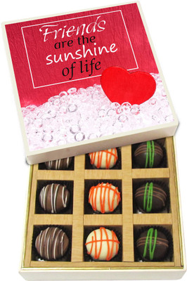 

Chocholik Friendship Gift - Friends Are the Sunshine of Life - Dark, Milk, White Chocolate Truffles - 9pc Truffles(135 g)