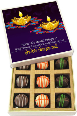

Chocholik Diwali Gifts - This Diwali Brings Happiness in Your Life - Dark, Milk, White Chocolate Truffles - 9pc Truffles(135 g)