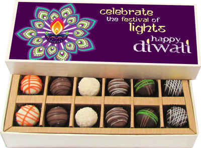 

Chocholik Diwali Gifts - Celebrate the Festival of Lights - Dark, Milk, White Chocolate Truffles - 12pc Truffles(180 g)