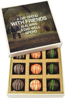 

Chocholik Friendship Gift - A Day Spend With Friends Is Always - Dark, Milk, White Chocolate Truffles - 9pc Truffles(135 g)