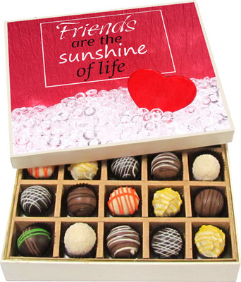 

Chocholik Friendship Gift Friends Are the Sunshine of Life - Dark, Milk, White Chocolate Truffles -20pc Truffles(300 g)