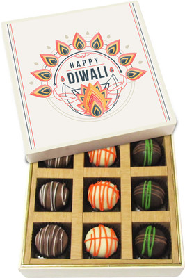 

Chocholik Diwali Sweets - Happy Diwali - Dark, Milk, White Chocolate Truffles - 9pc Truffles(135 g)