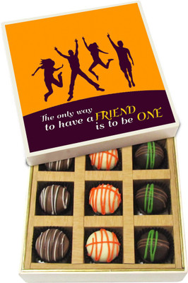 

Chocholik Friendship Gift - The Only Way to Have a Friend Is to Be One - Dark, Milk, White Chocolate Truffles - 9pc Truffles(135 g)
