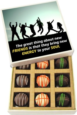 

Chocholik Friendship Gift - The Great Thing About New Friends Is That They - Dark, Milk, White Chocolate Truffles - 9pc Truffles(135 g)