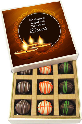 

Chocholik Diwali Sweets - Wish You a Joyful and Prosperous Diwali - Dark, Milk, White Chocolate Truffles - 9pc Truffles(135 g)