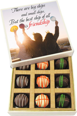

Chocholik Friendship Gift - There Are Big Ships and Small Ships - Dark, Milk, White Chocolate Truffles - 9pc Truffles(135 g)