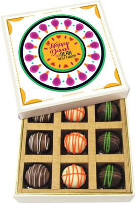 

Chocholik Diwali Sweets - Happy Diwali to My Dear Best Friend - Dark, Milk, White Chocolate Truffles - 9pc Truffles(135 g)