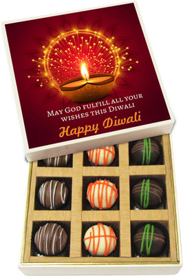 Chocholik Diwali Gifts - May God Fulfill Your Wishes This Diwali - Dark, Milk, White Chocolate Truffles - 9pc Truffles(135 g)