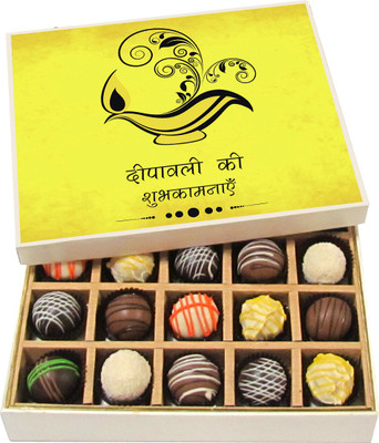 

Chocholik Diwali Sweets - Deepavali Ki Shubhkamnaye - Dark, Milk, White Chocolate Truffles - 20pc Truffles(300 g)
