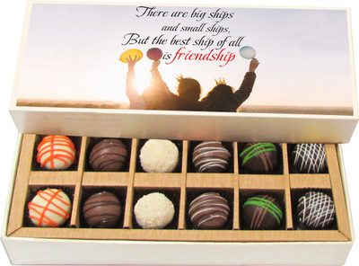 

Chocholik Friendship Gift There Are Big Ships and Small Ships - Dark, Milk, White Chocolate Truffles -12pc Truffles(180 g)