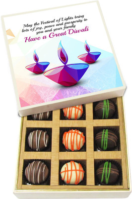

Chocholik Diwali Sweets - Lots of Joy, Peace and Prosperity on Diwali - Dark, Milk, White Chocolate Truffles - 9pc Truffles(135 g)