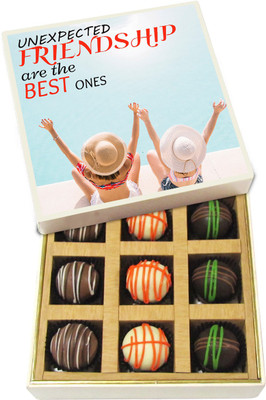 

Chocholik Friendship Gift - Unexpected Friendship Are the Best Ones - Dark, Milk, White Chocolate Truffles - 9pc Truffles(135 g)