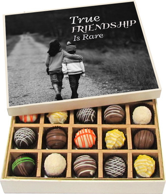 

Chocholik Friendship Gift True Friendship Is Rare - Dark, Milk, White Chocolate Truffles -20pc Truffles(300 g)
