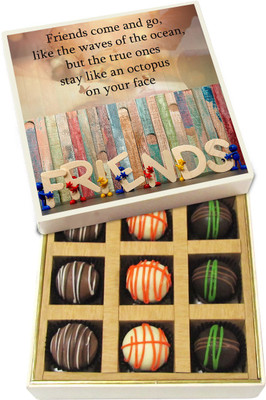 

Chocholik Friendship Gift - Friends Come and Go, Like the Waves of the Ocean, - Dark, Milk, White Chocolate Truffles - 9pc Truffles(135 g)