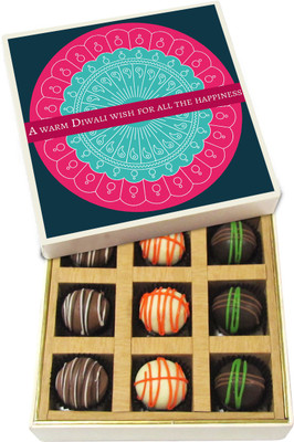 

Chocholik Diwali Sweets - A Warm Diwali Wish for All the Happiness - Dark, Milk, White Chocolate Truffles - 9pc Truffles(135 g)